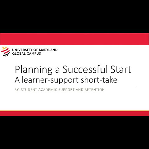 A presentation slide that says, "Planning a Success Start: A learner-support short-take."